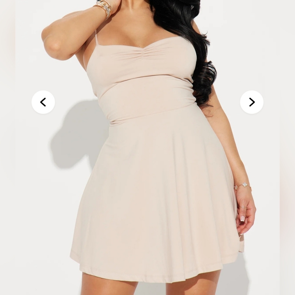 Fashion Nova Adriana Essential Mini Spaghetti Strap Dress Size 1X Nude